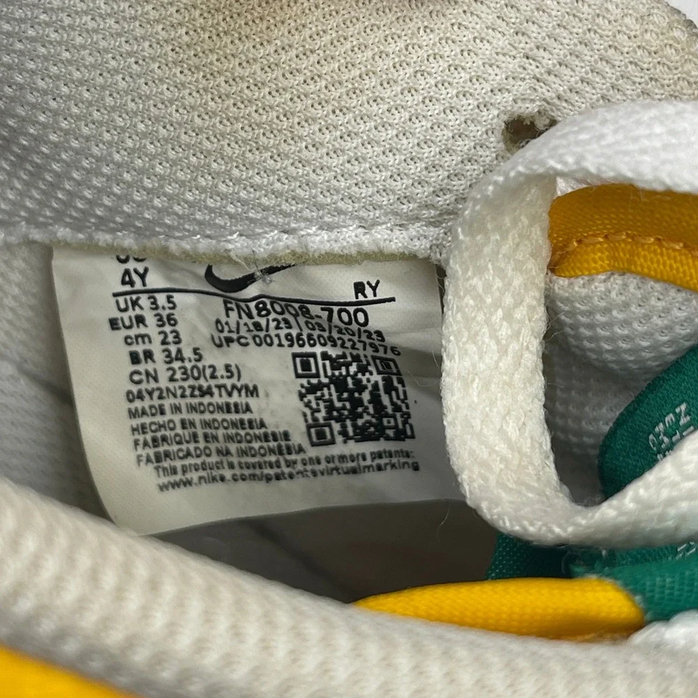 Nike Sneakers Kids 4Y Air Force 1 Low Yellow White Green Black Leather EUC